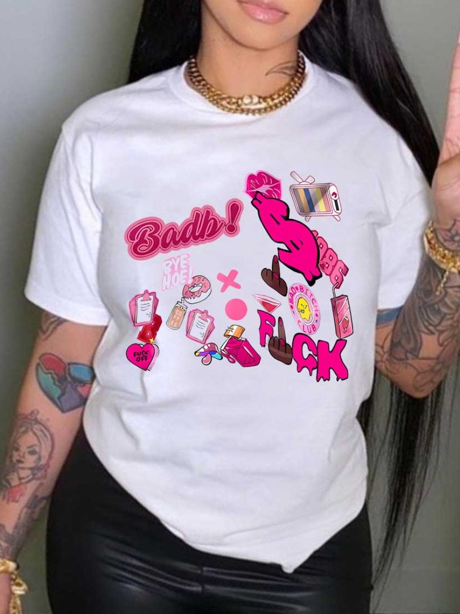 LW Heart Letter Print T-shirt