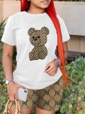 LW Plus Size Geometric Cartoon Decor Shorts Set