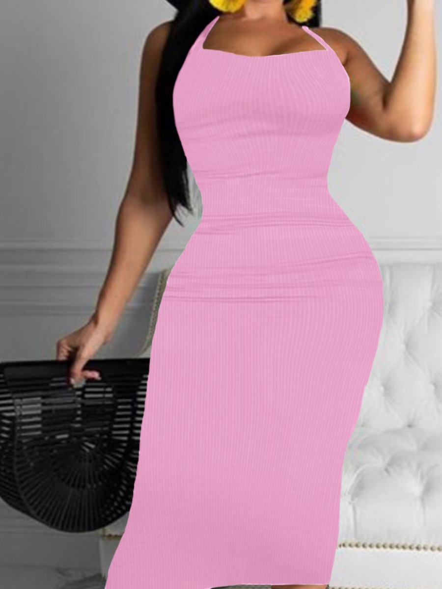 LW BASICS Plus Size Rib Knit Bodycon Cami Dress 3X