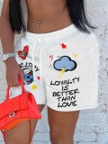 LW Cartoon Loyalty Is Better Than Love Print Sweat Shorts