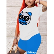 LW Plus Size Cartoon Letter Print Shorts Set