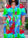 LW Plus Size Tie Dye Pocket Design Dress