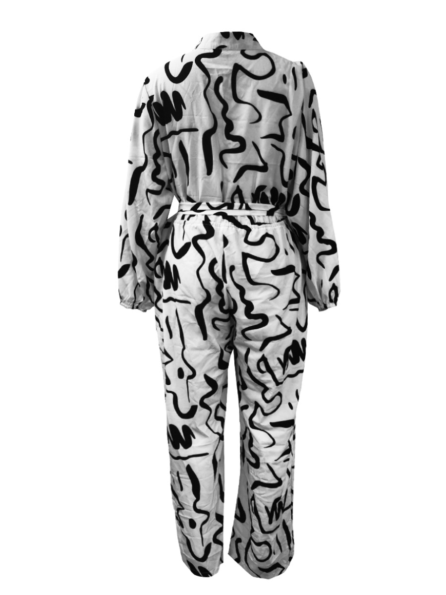 LW BASICS Plus Size Print Bandage Design Wide Leg Jumpsuit 4X