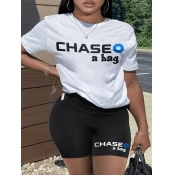 LW Plus Size Chase A Bag Letter Print Shorts Set