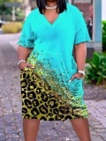 LW Plus Size Leopard Print Pocket Design Dress