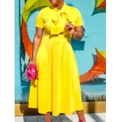 LW Plus Size Tie Neck A Line Dress