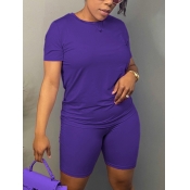 LW BASICS Plus Size Round Neck Regular Fit Shorts 
