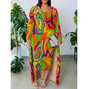 LW Plus Size Off The Shoulder Mixed Print Dress (W