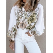 LW Lantern Sleeve Floral Print Blouse