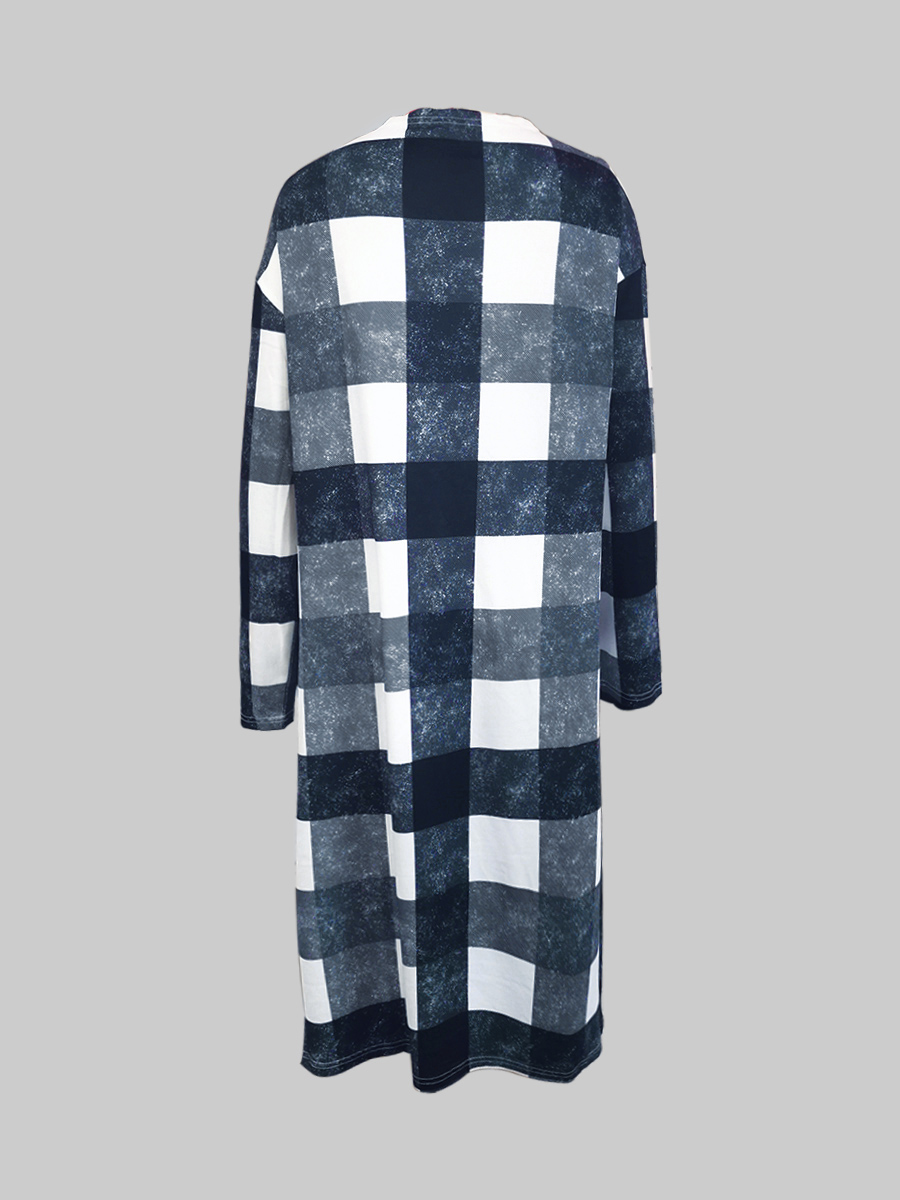 LW BASICS  Plaid Print Pocket Design Long Coat