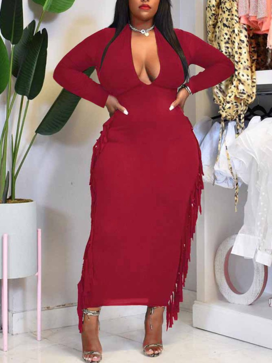 LW SXY Plus Size Tassel Design Bodycon Dress 4X