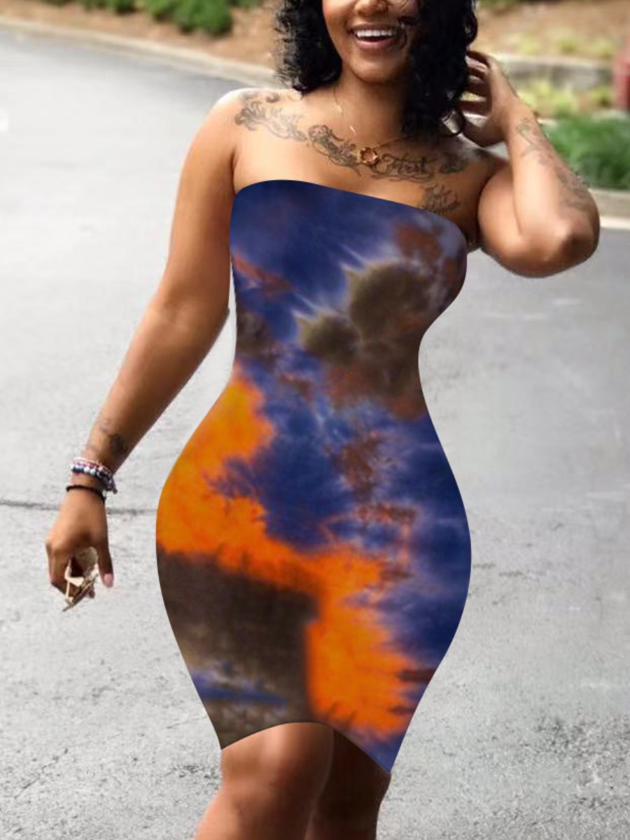 LW Off The Shoulder Tie Dye Tube Dress