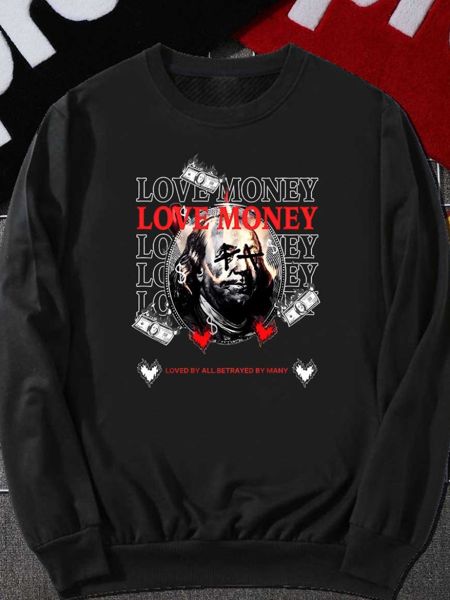 LW Plus Size Figure Money Letter Print Sweatshirt 0X