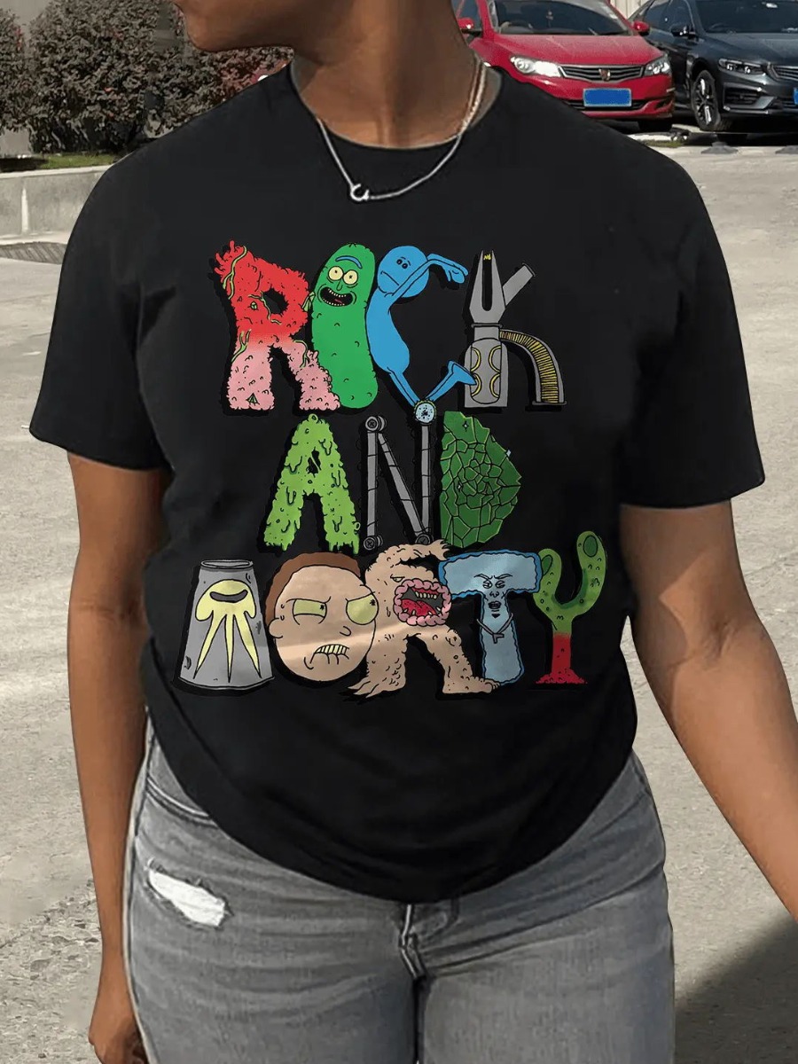 LW Plus Size Cartoon Letter Print T-shirt