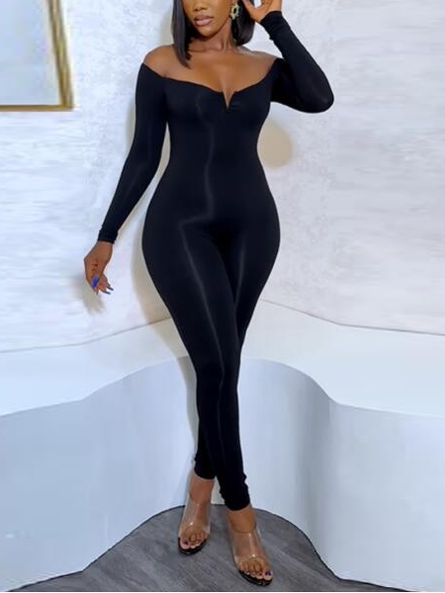 LW Plus Size Off The Shoulder Skinny Jumpsuit