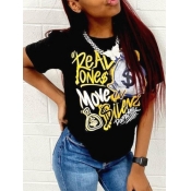 LW Plus Size Money Bag Letter Print T-shirt