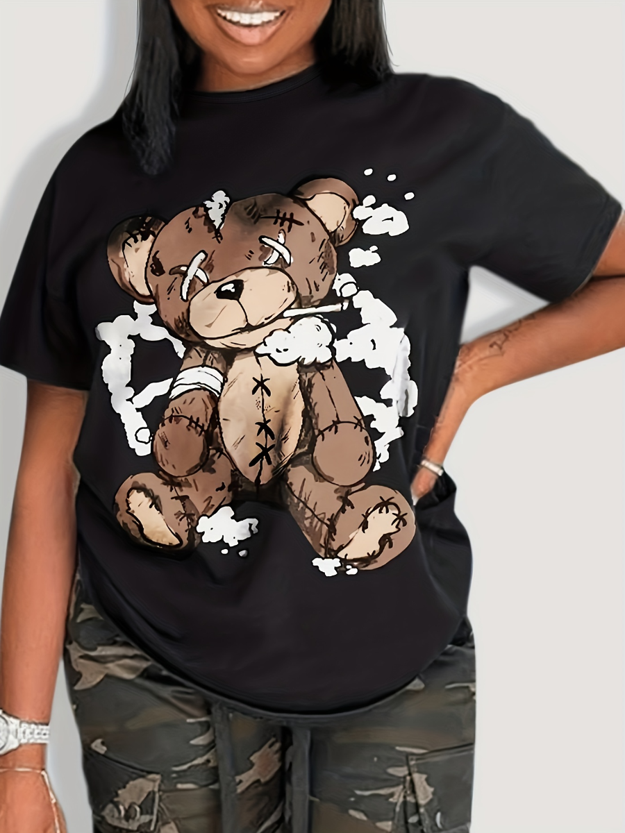 LW Round Neck Cartoon Print T-shirt