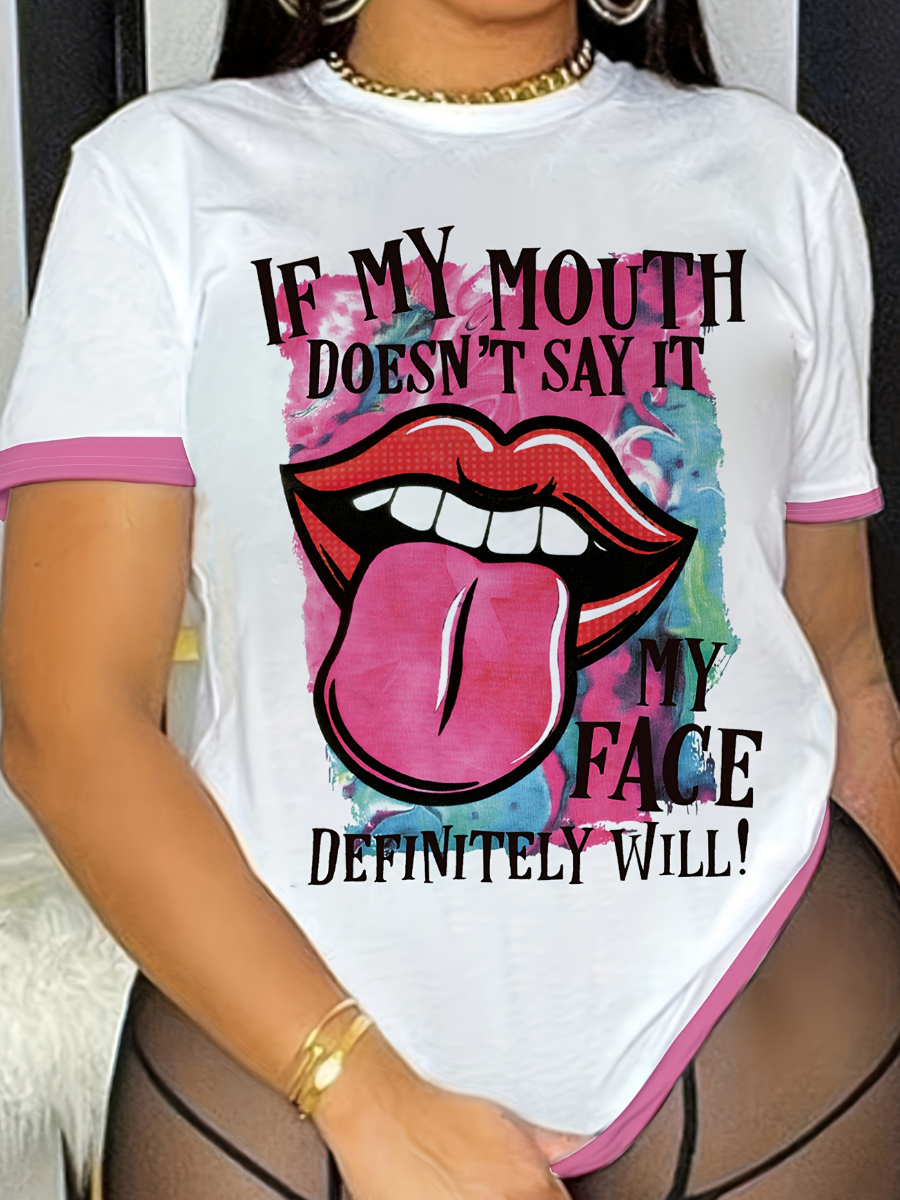 LW Plus Size Lip Letter Print T-shirt