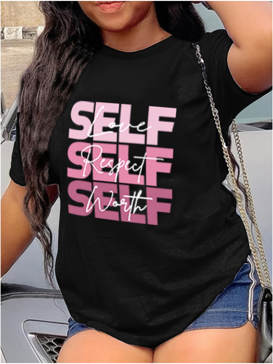 LW BASICS Round Neck Letter Print T-shirt