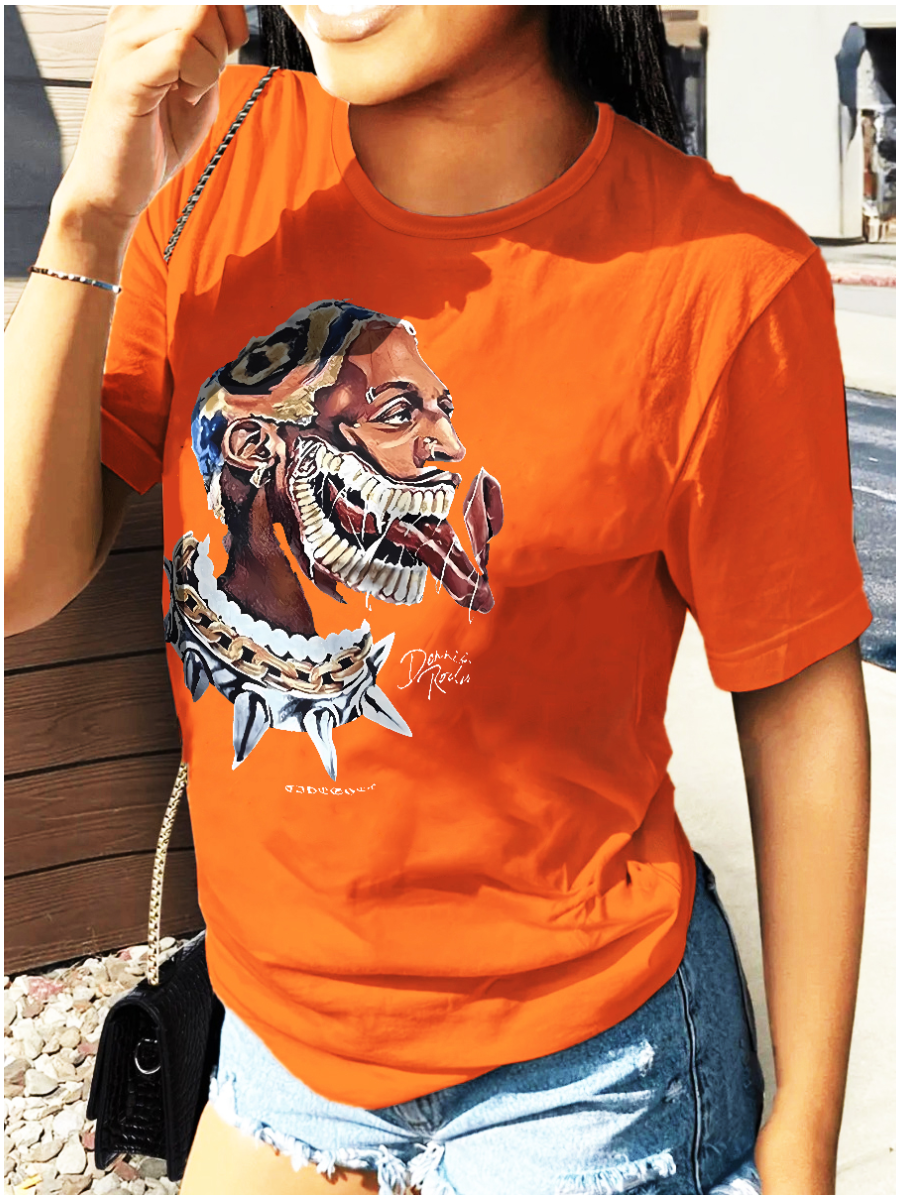 LovelyWholesale Figure Letter Print T-shirt Summer Short Sleeve Street None Round Neck Spring Summer 2024