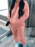 LW BASICS Hooded Collar Kangaroo Pocket Tracksuit Set