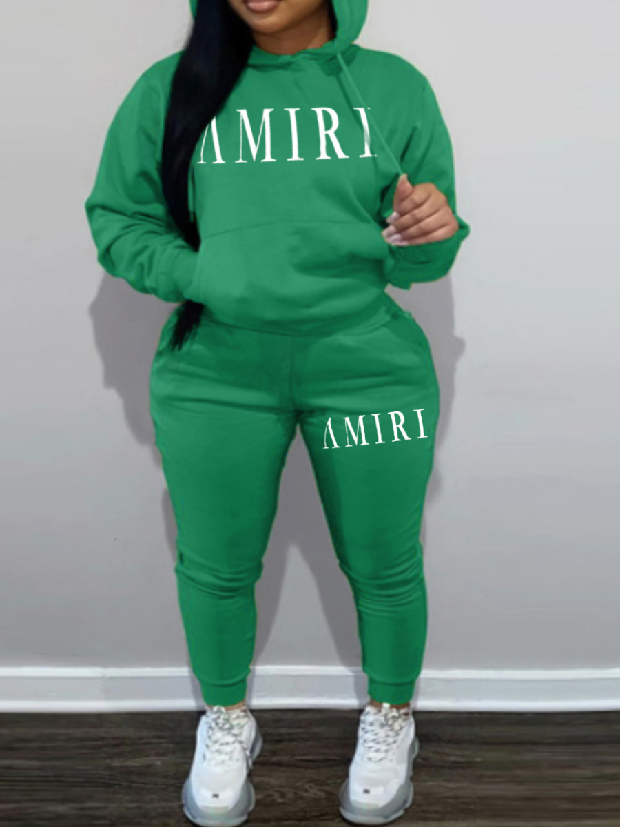 LovelyWholesale Plus Size Letter Print Kangaroo Pocket Tracksuit Set Fall Long Sleeve Casual Pocket Design Hooded Collar  4X Spring Summer 2024