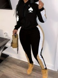 LW Plus Size Hooded Collar Striped Tracksuit Set