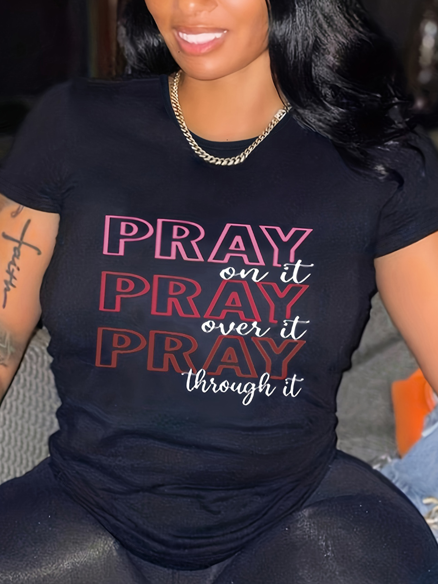 LW Round Neck Letter Print T-shirt
