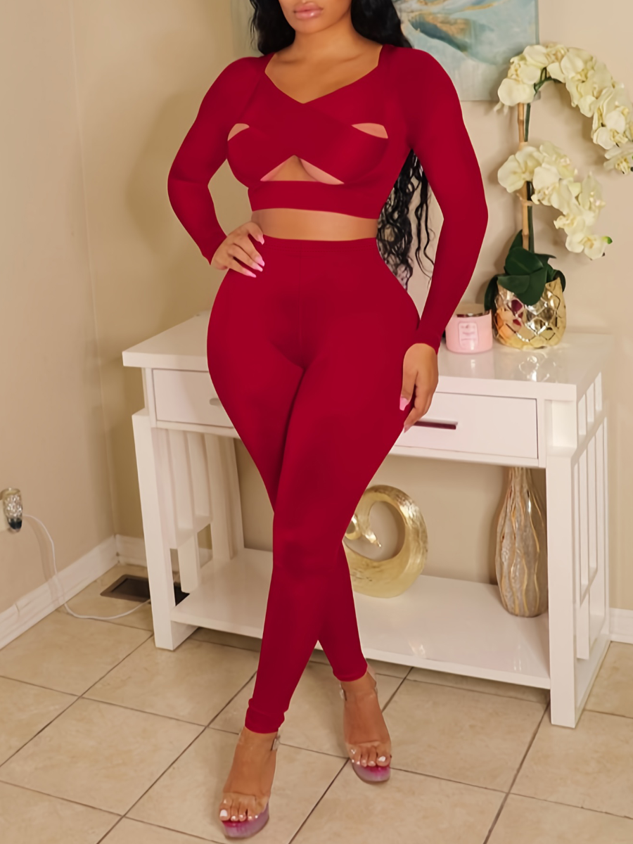 LW SXY Cross-over Cut Out Pants Set