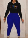 LW Plus Size Letter Print Patchwork Skinny Pants Set