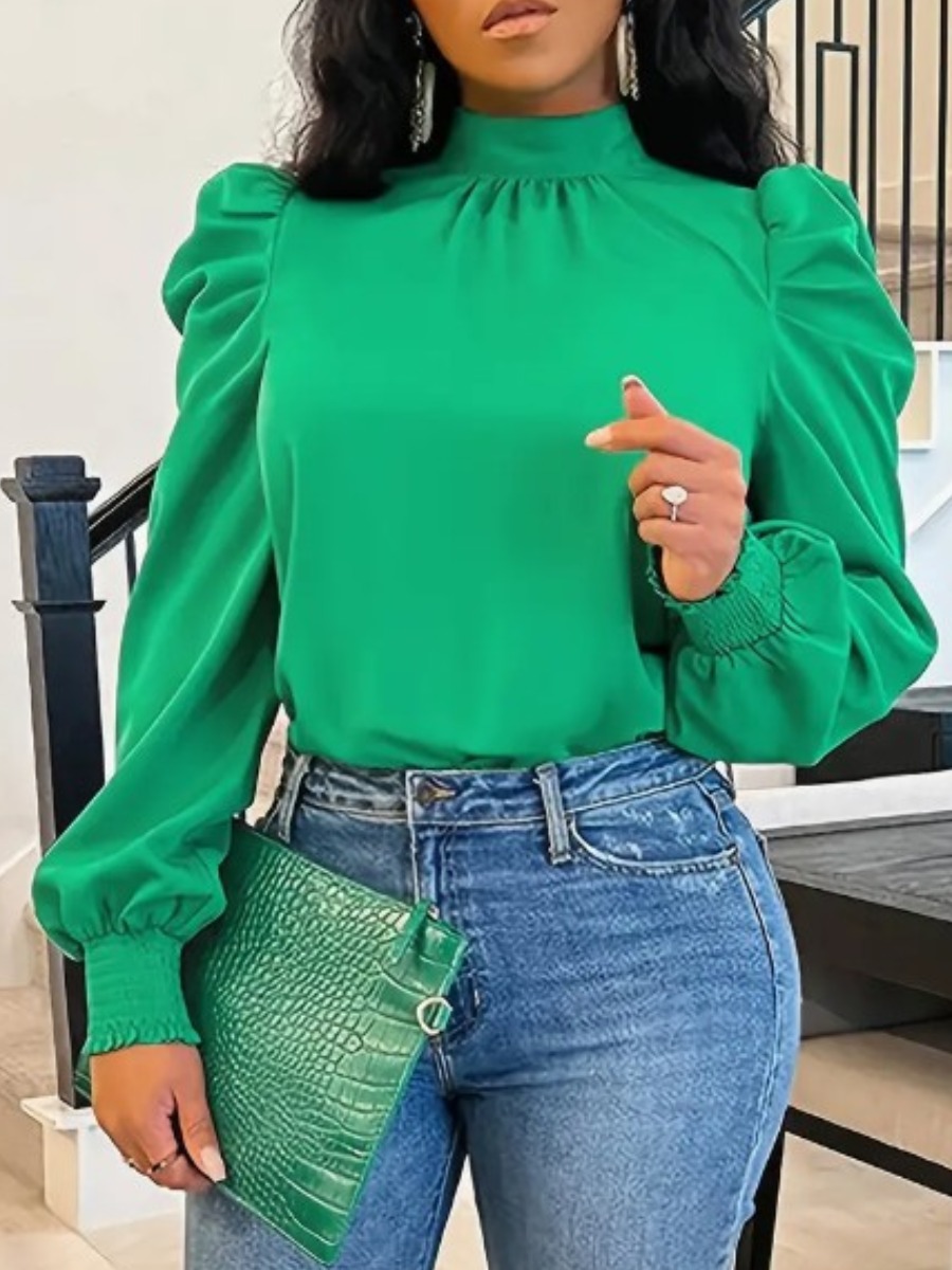 LW Turtleneck Ruffle Design Blouse