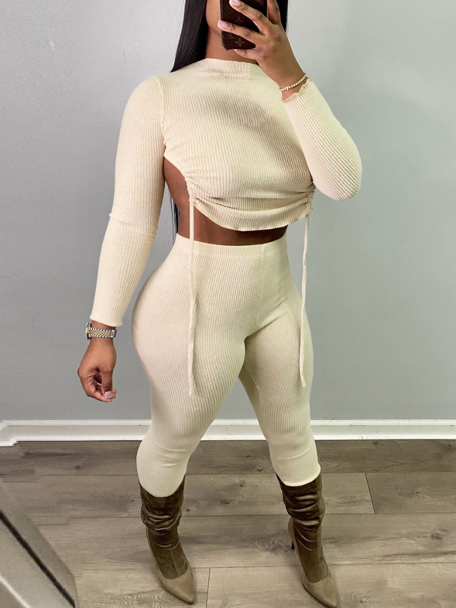 LW SXY Backless Drawstring Skinny Pants Set