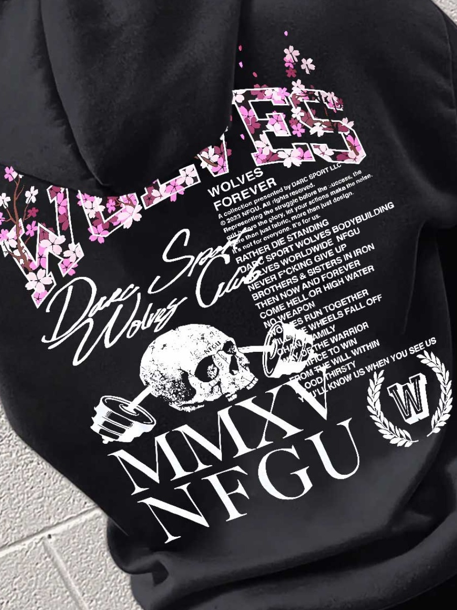 LW Plus Size Skull Head Floral Letter Print Kangar