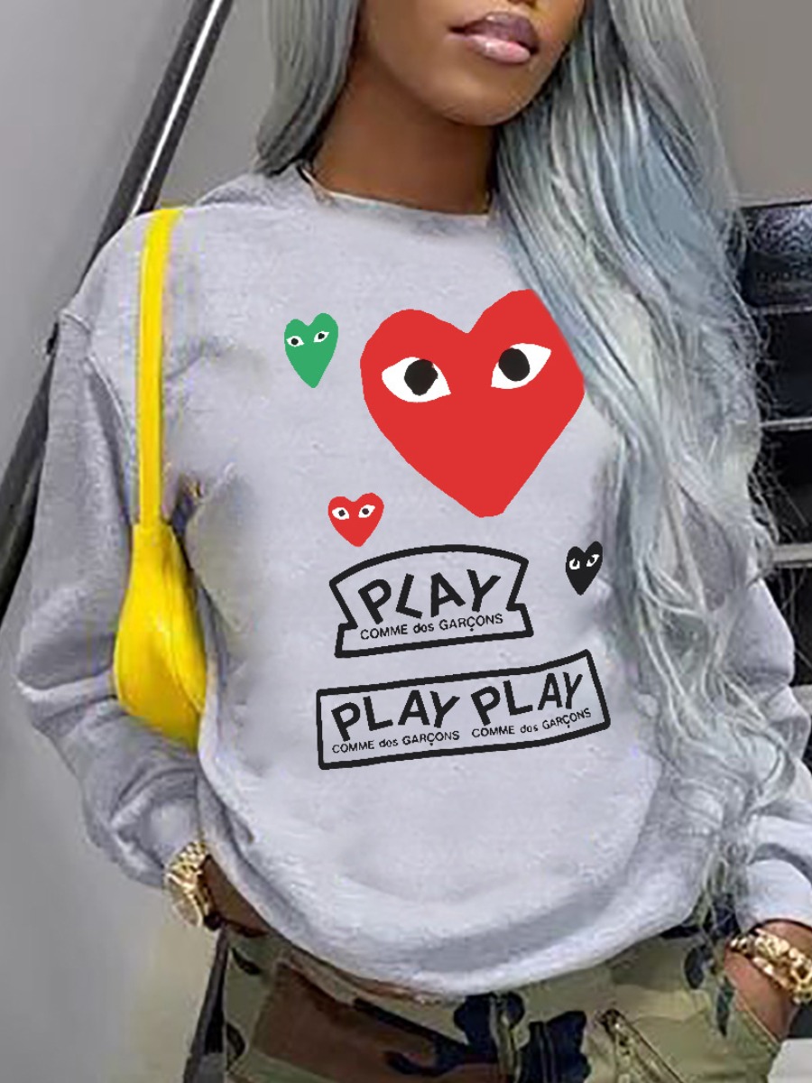 LW Plus Size Letter Heart Print Sweatshirt