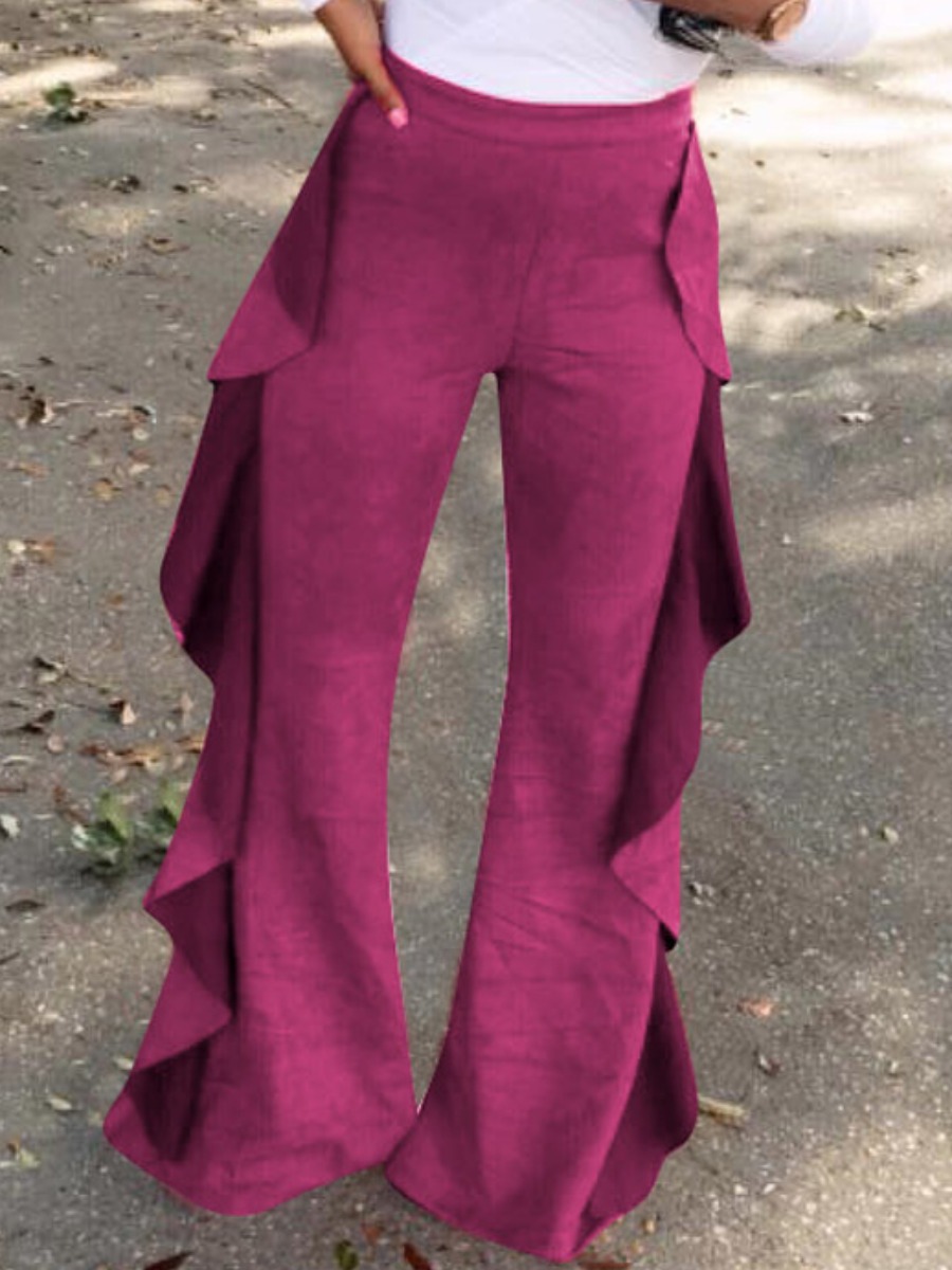 LW High Waist Flounce Design Flared Pants