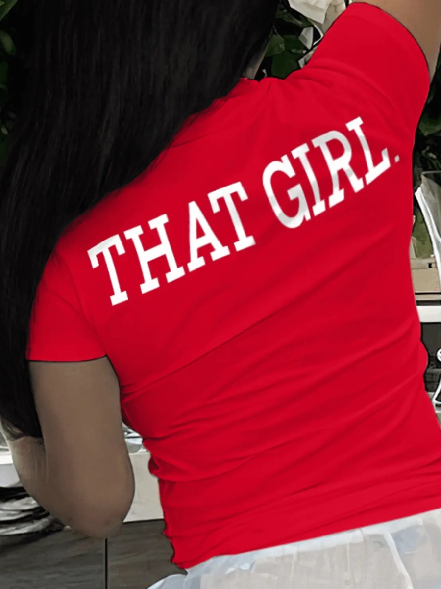 LW Round Neck Letter Print T-shirt