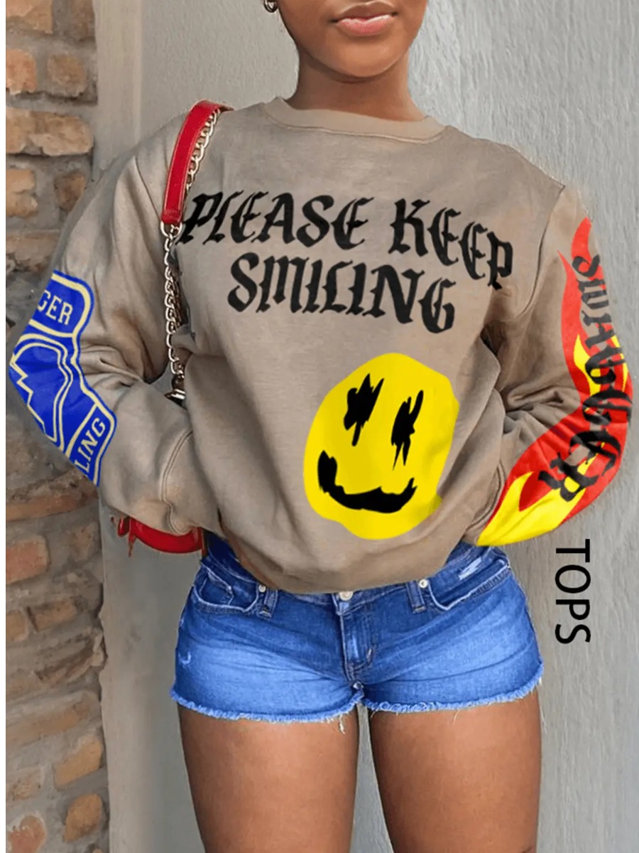 LW Cratoon Letter Print Sweatshirt