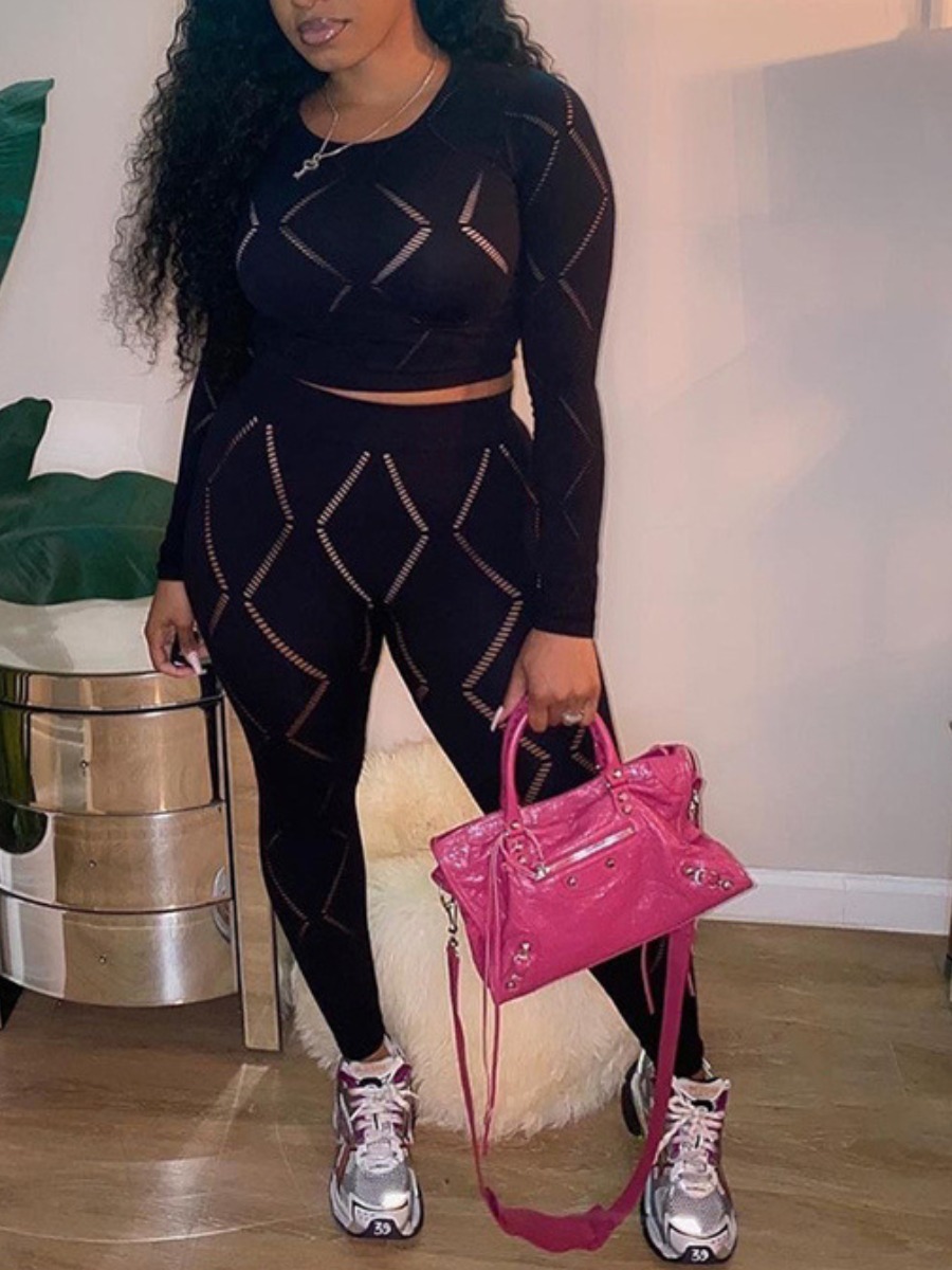 LW Crop Top Pierced Skinny Pants Set