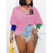 LW Plus Size Letter Decor Patchwork Shirt