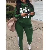 LW Plus Size Love Letter Print Striped Pants Set
