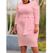 LW Plus Size Round Neck Bandage Design Bodycon Dre