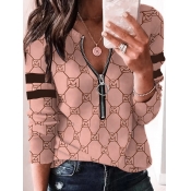 LW Plus Size Geometric Letter Print Zipper Design 