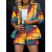 LW Plus Size Gradient Blazer Shorts Set