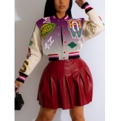 LW Plus Size Gradient Letter Decor Striped Jacket