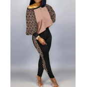 LW Crop Top Geometric Print Pants Set
