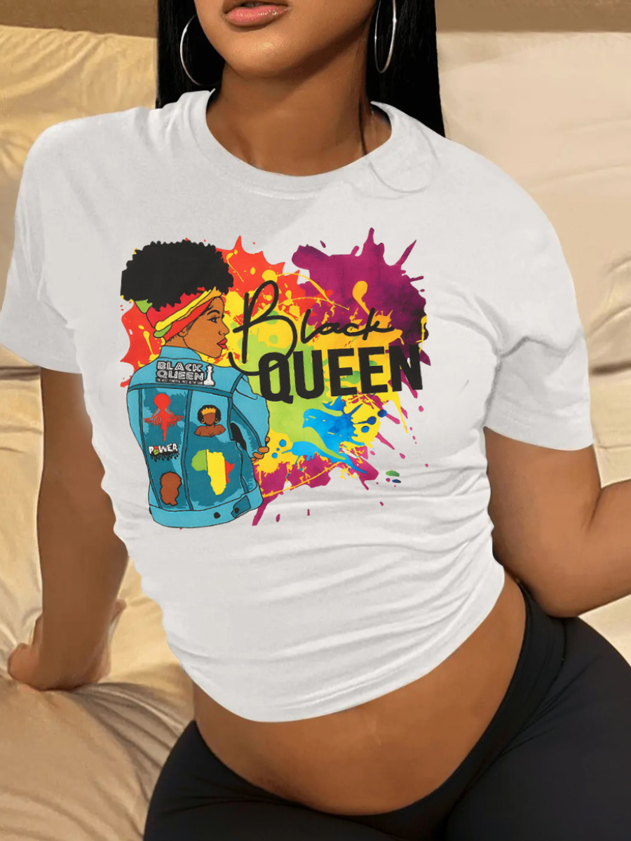LW Figure Queen Letter Print T-shirt
