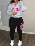 LW Plus Size Pink Letter Print Pants Set
