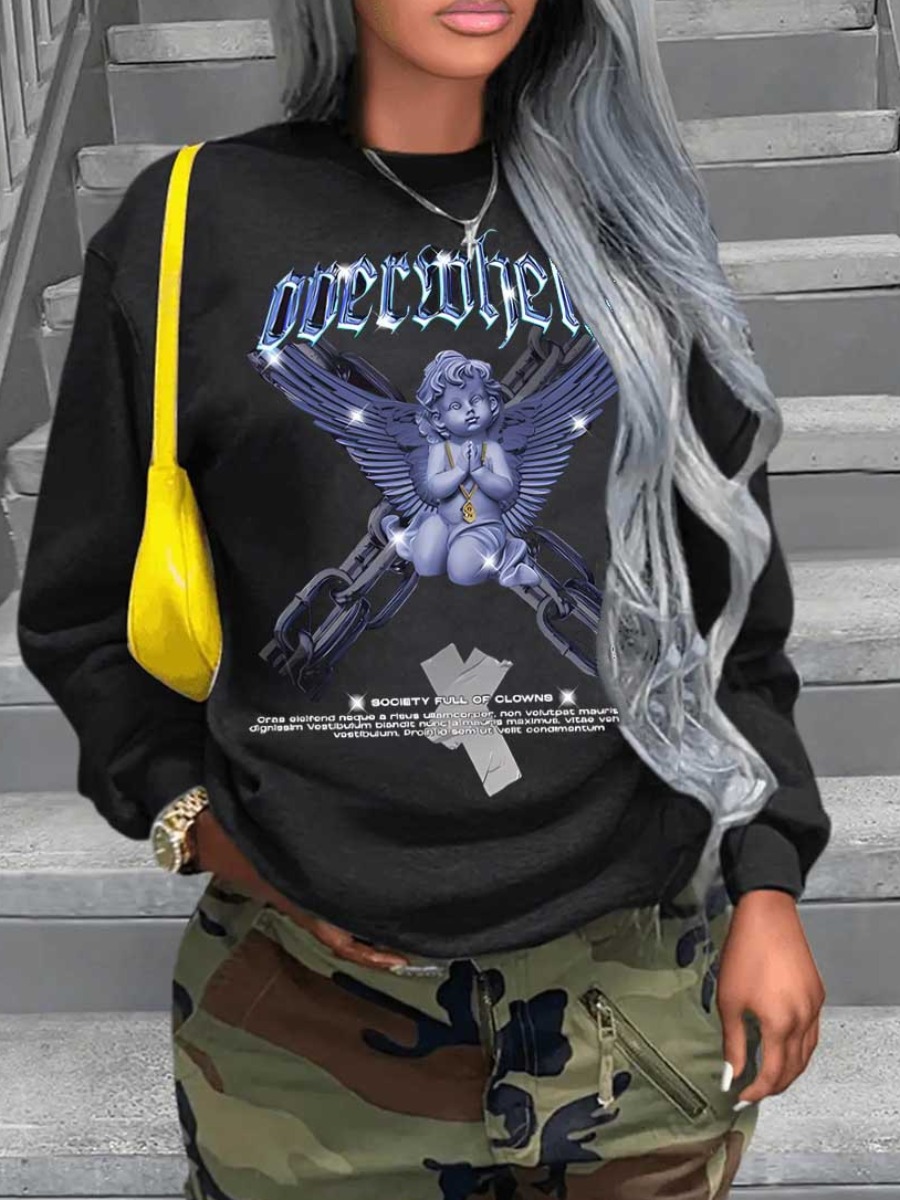 LW Plus Size Figure Letter Print Sweatshirt