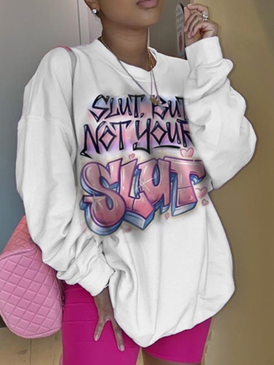 LW Dropped Shoulder Graffiti Letter Print T-shirt