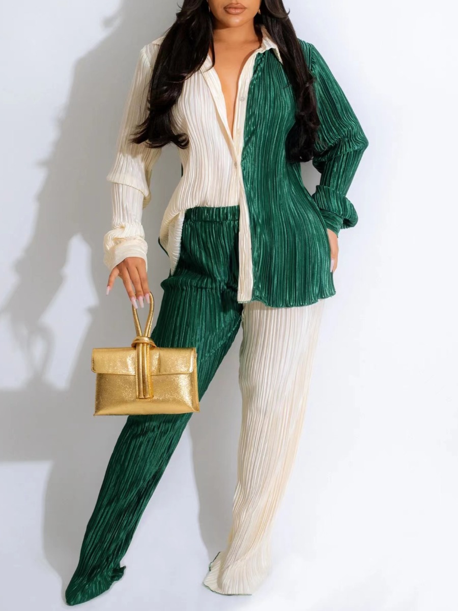 LW Ruched Patchwork Loose Pants Set